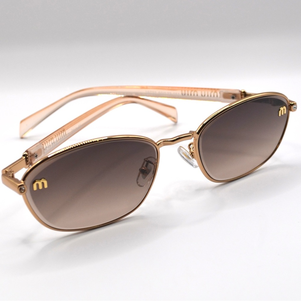 MIU MIU Women’s Metal Sunglasses | Gold & Nude | Brown Gradient Lenses | New - Picture 3 of 16